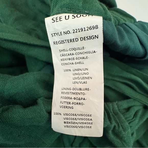 See U Soon Green Linen Romper – Size Small - Picture 13 of 15